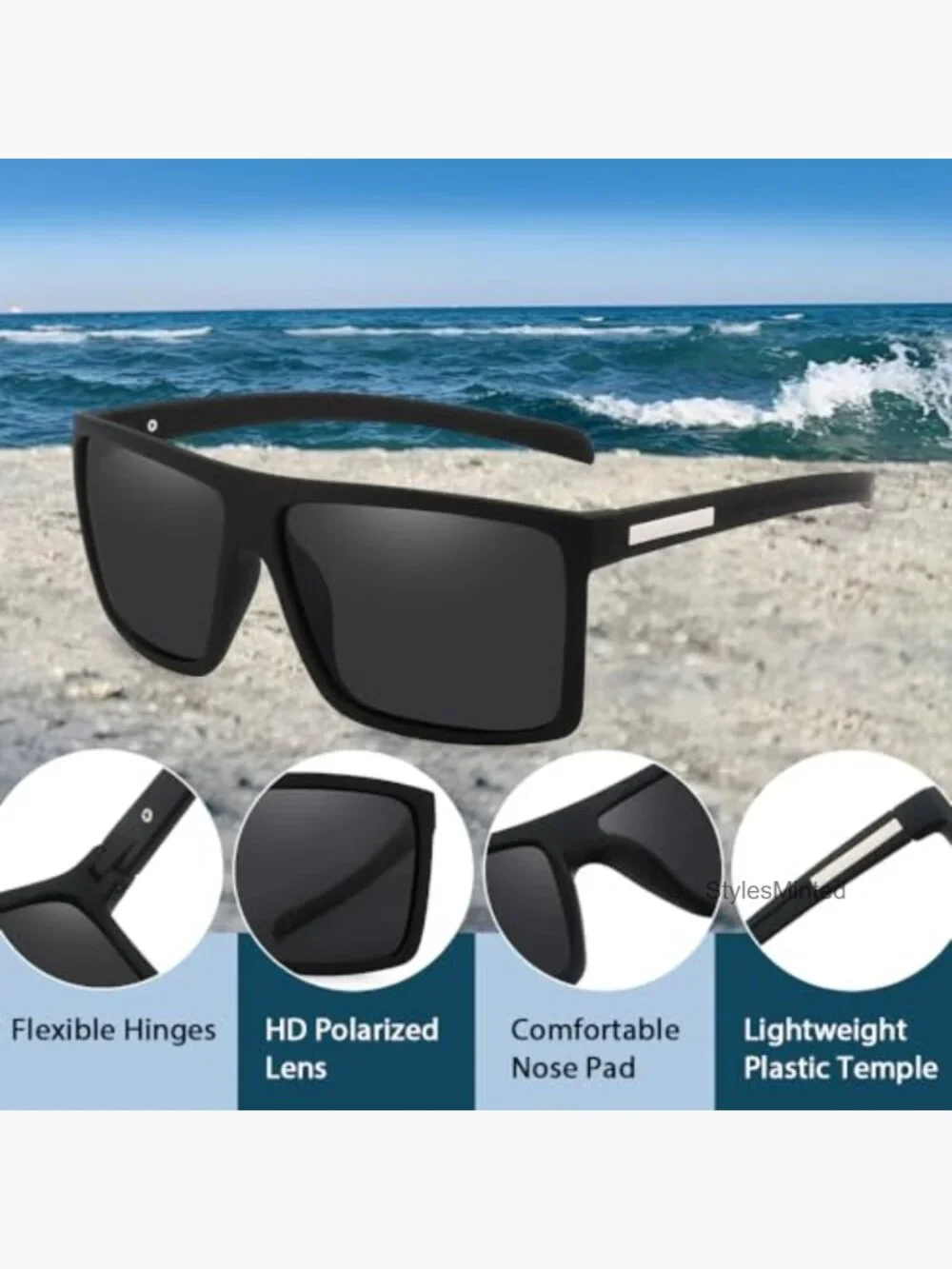 Men's Square Polarized Sunglasses UV Protection Driving